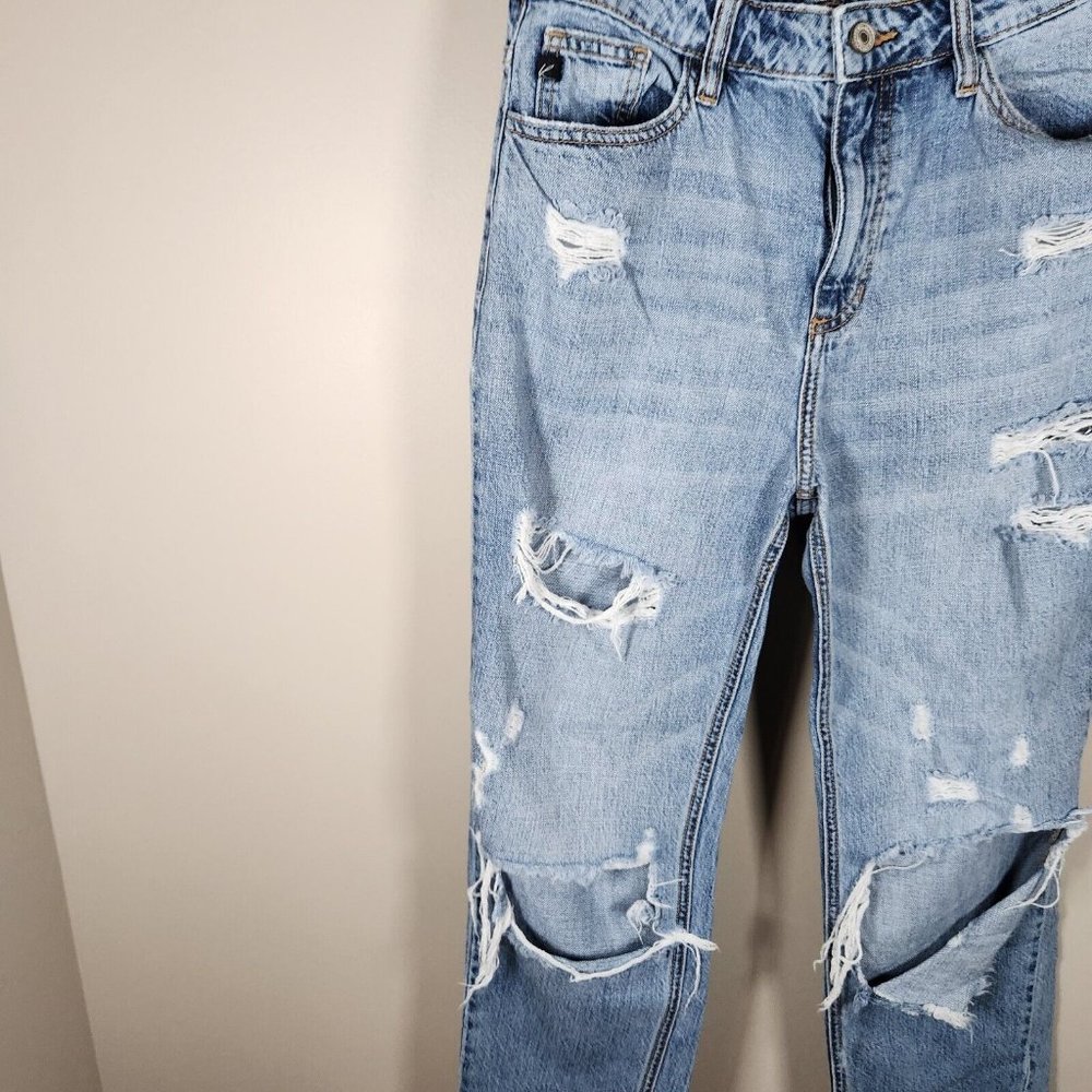 Kancan Pants Womens 7 / 27 Denim Jeans Distressed Bobbie High Rise Straight Crop - Picture 6 of 15